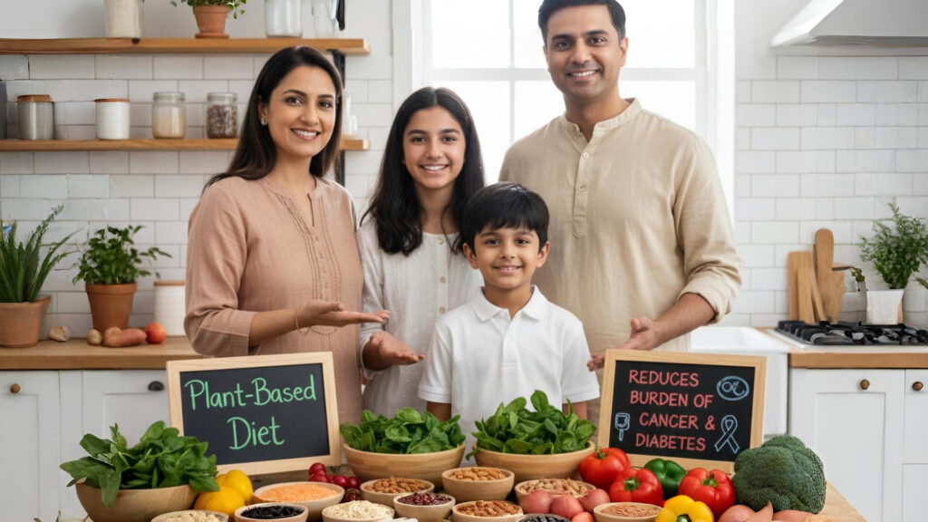 Plant-based diets reduce the burden of cancer and diabetes