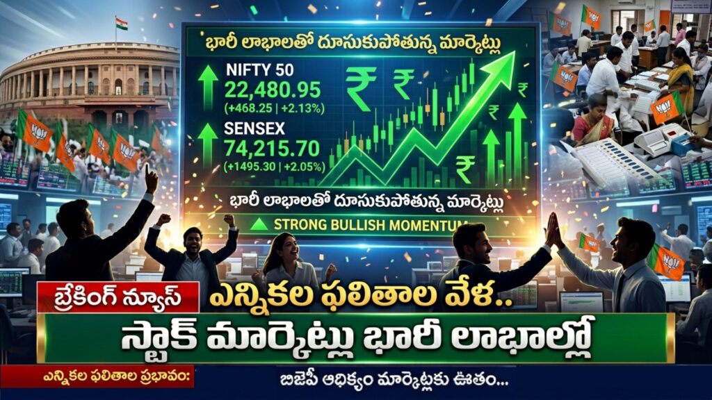 BJP's victory in the election results... Stock markets in huge gains-DTv Telangana